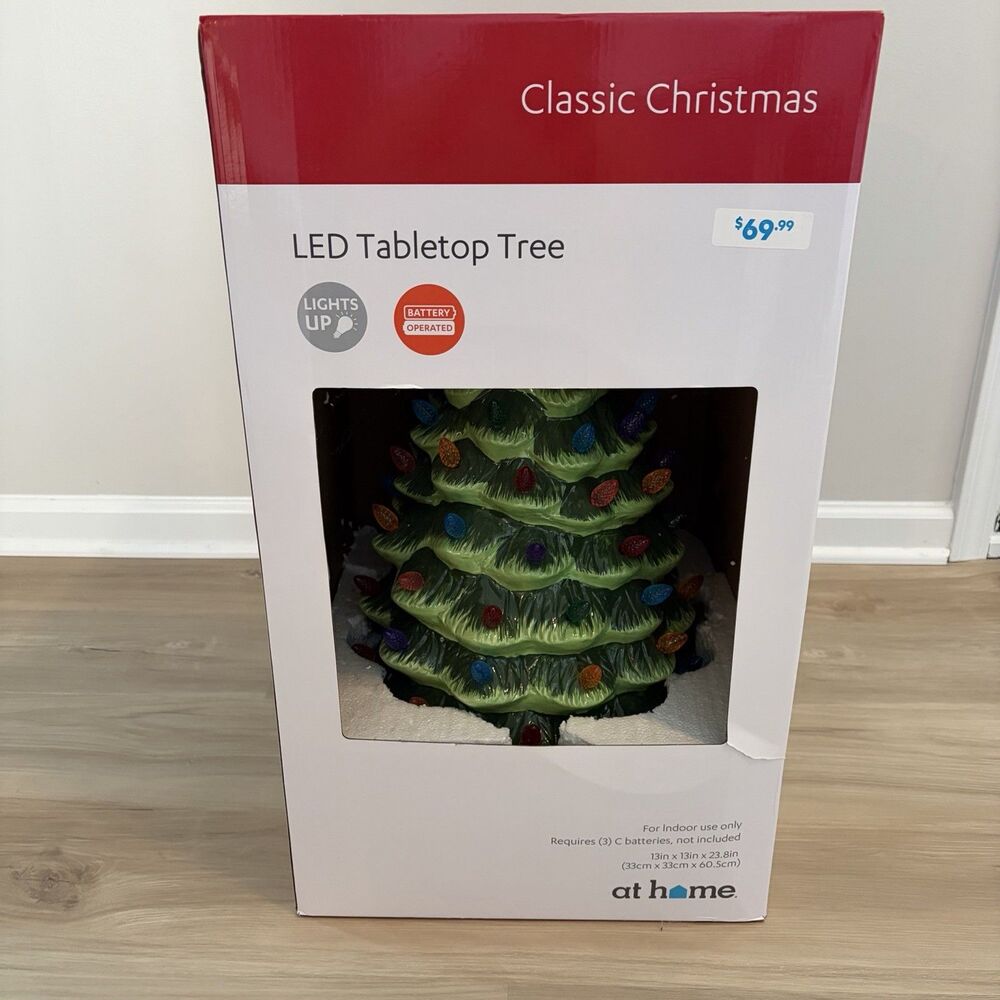 Vintage 24” X Large Ceramic Light Up Christmas Tree W/Box Tabletop Not Working